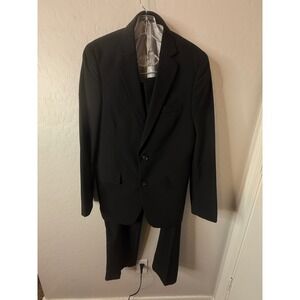 JF J. Ferrar Mens Black Two Button‎ Suit Set Blazer & Pants Size 38R